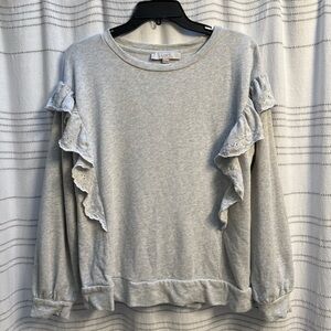 Grey LOFT sweatshirt with ruffle detail